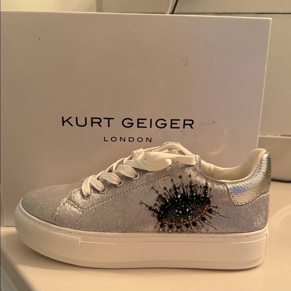 Kurt Geiger Silver Embellished Eye Sneaker